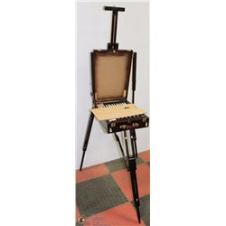 SOLID ROSEWOOD DELUXE EASEL W/PAINTS