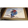 Image 1 : GOLD TONE FRAMED SKIER CANVAS PAINTING