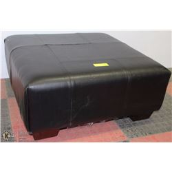 LEATHER BLACK OTTOMAN 26" X26"
