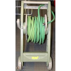 AMES FOLD AND STORE GARDEN HOSE REEL WITH HOSE