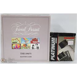 BOX W/ 1980'S EDITION TRIVIAL PURSUIT & TASCO