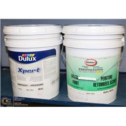 LOT OF TWO 5 GALLON JUGS OF GREY COLORED PAINT