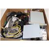 Image 1 : BOX WITH ASSORTED ELECTRONICS CORDS - RCA, VGA