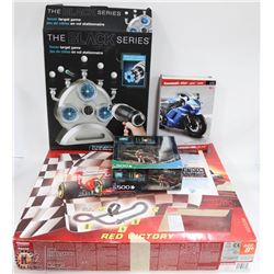 LOT OF GAMES INCL NEW MAISTO DIE CAST MODEL KIT,