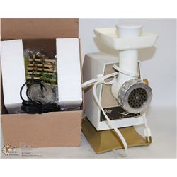 SHELF WITH GARDEN FOUNTAIN SOLD WITH MEAT GRINDER