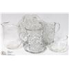 Image 1 : ESTATE BOX OF CUT GLASS TRAYS AND PITCHERS