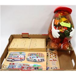 FLAT OF WOOD PUZZLES, WOOD BEAR DRESS UP GAME &