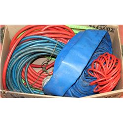 BOX OF ASSORTED AIR HOSES , WATER HOSE