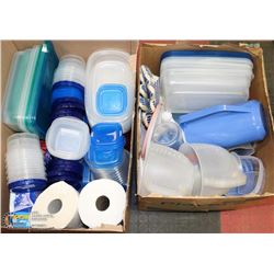 TWO BOXES OF ZIPLOC AND STORAGE CONTAINERS