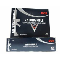 2 boxes of 300 rounds of CCI 22LR Copper-Plated Round Nose  Cartridges