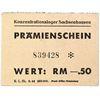 Image 1 : SACHSENHAUSEN CONCENTRATION CAMP 50PF COUPON/NOTE