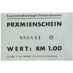 SACHSENHAUSEN CONCENTRATION CAMP 1RM COUPON/NOTE