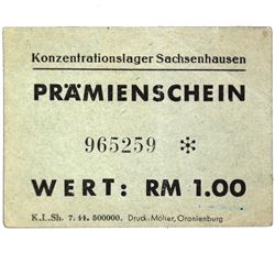 SACHSENHAUSEN CONCENTRATION CAMP 1RM COUPON/NOTE