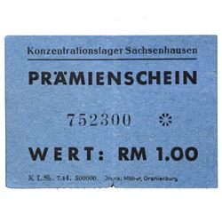 SACHSENHAUSEN CONCENTRATION CAMP 1RM COUPON/NOTE