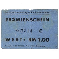 SACHSENHAUSEN CONCENTRATION CAMP 1RM COUPON/NOTE