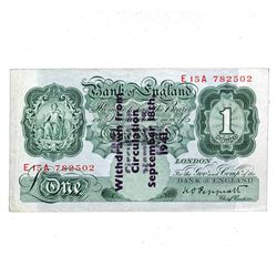 GERMAN OCCUPATION GUERNSEY 1941 1 WITHDRAWN NOTE