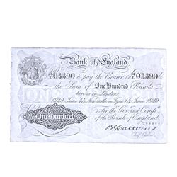 GREAT BRITAIN 1929 100 BANK OF ENGLAND WHITE NOTE