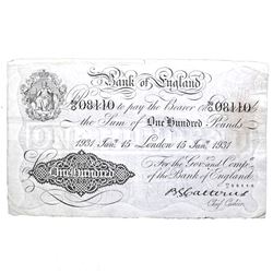 GREAT BRITAIN 1931 100 BANK OF ENGLAND WHITE NOTE
