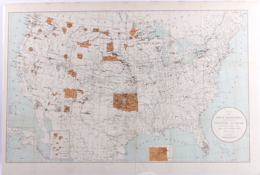 1889 Indian Reservation Map of the United States
