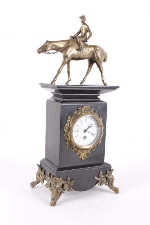 Bronze Horse & Jockey Mantel Clock
