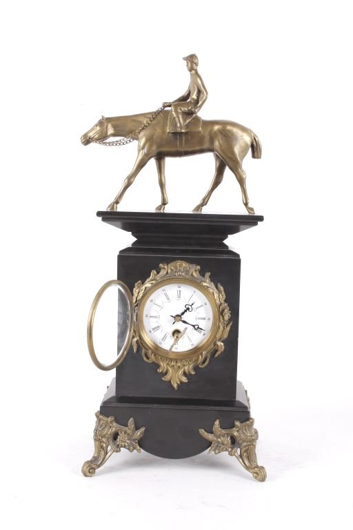 Bronze Horse & Jockey Mantel Clock