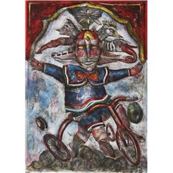 Alejandro Colunga, Clown on Tricycle, Lithograph