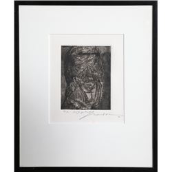 Jose Luis Cuevas, Self Portrait, Etching