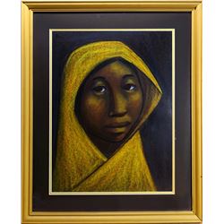 Arturo Nieto, Woman in Yellow, Gouache Painting