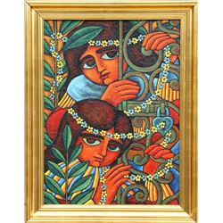 Wellington Virgolino de Sousa, Meninas no Portao, Oil Painting