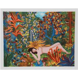 Ivel Weihmiller, Lion and Woman, Lithograph