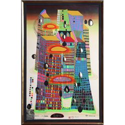 Friedensreich Hundertwasser, Good Morning City / Bleeding Town, Embossed Serigraph