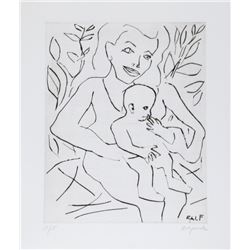 A.R. Penck, Frau mit Kind, Drypoint Etching