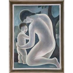 Andre Revesz, Mother and Child, Oil Painting