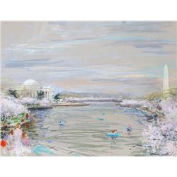 Kamil Kubik, Washington Monument and Jefferson Memorial, DC, Pastel Drawing