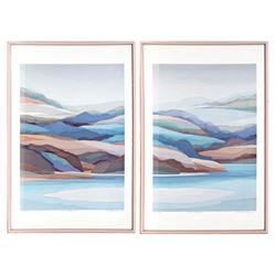 Kensuke Wakeshima, Misty Morning (AB) Diptych, Two Lithographs