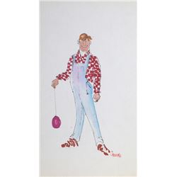 R. Jeronimo, Farmer Boy with Deflated Balloon, Watercolor Painting