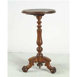 BALL AND CLAW FOOT ROUND WALNUT STAND