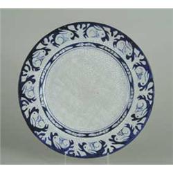 DEDHAM POTTERY CAKE PLATE WITH RABBIT BORDER
