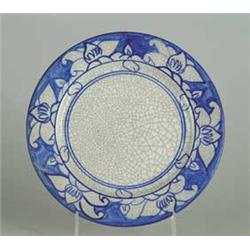 DEDHAM POTTERY PLATE WITH MAGNOLIA BORDER
