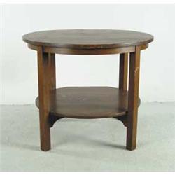 GUSTAVE STICKLEY ROUND TWO-TIER TABLE