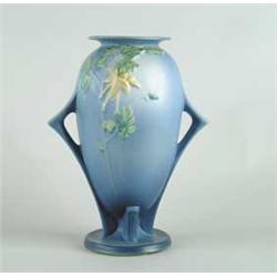 ROSEVILLE:  “COLUMBINE” TALL TWO HANDLED VASE