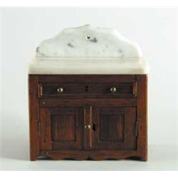 MINIATURE WALNUT MARBLE TOP VICTORIAN COMMODE