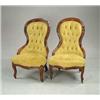Image 1 : PAIR OF VICTORIAN WALNUT UPHOLSTERED LADY’S CHAIRS
