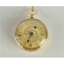 EARLY 18K YELLOW GOLD OPEN FACE POCKET WATCH BY DAVIS BROWN & CO., BOSTON