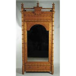 OUTSTANDING LARGE BAMBOO STYLE MIRROR FRONT ARMOIRE