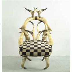 AMERICAN BRASS MOUNTED STEER HORN ARMCHAIR