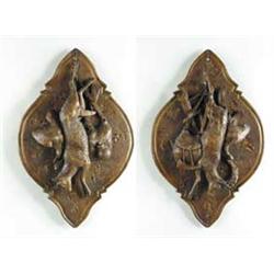 A PAIR OF CONTINENTAL CARVED WOOD GAME PLAQUES