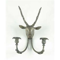 SET OF FOUR BRONZE STAG WALL SCONCES