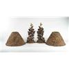 Image 1 : OUTSTANDING PAIR OF CARVED WOOD BLACK FOREST TYPE LAMPS WITH FEATHER SHADES