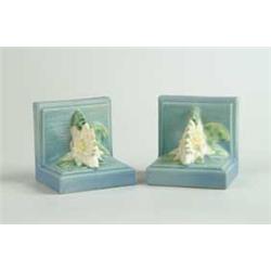 ROSEVILLE:  “WATER LILLY” PAIR OF BOOKENDS